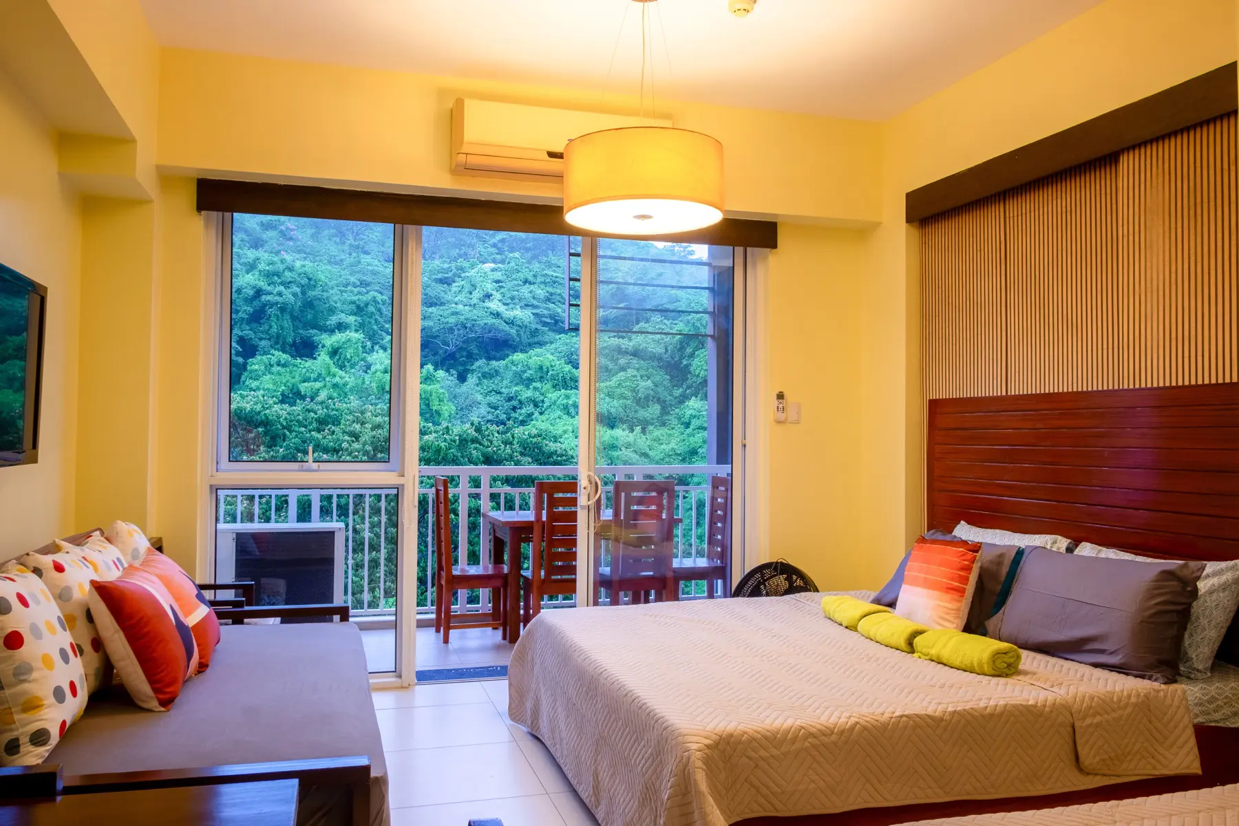 The wide living area in the Family Suite.